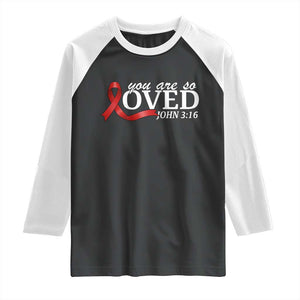 Red Ribbon Christian Raglan Shirt Cross Bible Verse Inspirational Religious Faith TS14 Black White Print Your Wear