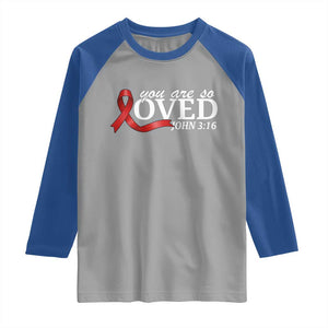 Red Ribbon Christian Raglan Shirt Cross Bible Verse Inspirational Religious Faith TS14 Sport Gray Royal Print Your Wear