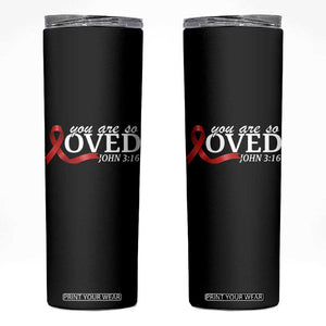 Red Ribbon Christian Skinny Tumbler Cross Bible Verse Inspirational Religious Faith TS14 Black Print Your Wear