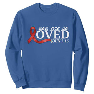 Red Ribbon Christian Sweatshirt Cross Bible Verse Inspirational Religious Faith TS14 Royal Blue Print Your Wear
