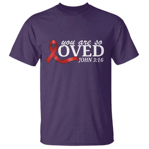 Red Ribbon Christian T Shirt Cross Bible Verse Inspirational Religious Faith TS14 Purple Print Your Wear