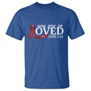 Red Ribbon Christian T Shirt Cross Bible Verse Inspirational Religious Faith TS14 Royal Blue Print Your Wear