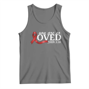 Red Ribbon Christian Tank Top Cross Bible Verse Inspirational Religious Faith TS14 Black Heather Print Your Wear
