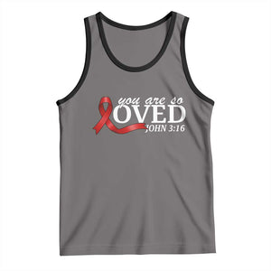 Red Ribbon Christian Tank Top Cross Bible Verse Inspirational Religious Faith TS14 Deep Heather Black Print Your Wear