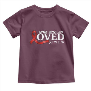 Red Ribbon Christian Toddler T Shirt Cross Bible Verse Inspirational Religious Faith TS14 Maroon Print Your Wear