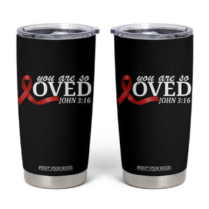 Red Ribbon Christian Tumbler Cup Cross Bible Verse Inspirational Religious Faith TS14 Black Print Your Wear