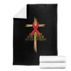 Red Ribbon Christian Throw Blanket Cross Bible Verse TS14 Black Print Your Wear