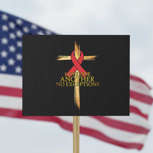 Red Ribbon Christian Protest Sign Cross Bible Verse TS14 Horizontal 18" × 24" Black Print Your Wear