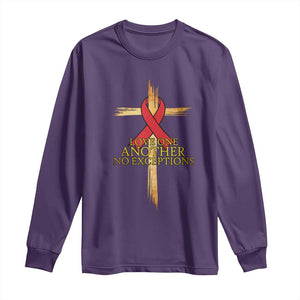 Red Ribbon Christian Long Sleeve Shirt Cross Bible Verse TS14 Purple Print Your Wear