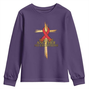 Red Ribbon Christian Youth Sweatshirt Cross Bible Verse TS14 Purple Print Your Wear