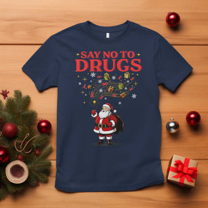 Santa Christmas T Shirt AIDS Awwanrness Red Ribbon HIV Support TS14 Navy Print Your Wear