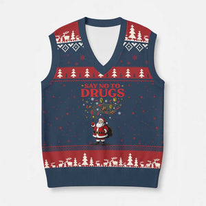 Santa Xmas V-Neck Knit Sweater Vest AIDS Awwanrness Red Ribbon HIV Support TS14 Navy Red Print Your Wear