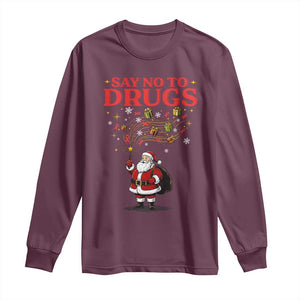 Santa Christmas Long Sleeve Shirt AIDS Awwanrness Red Ribbon HIV Support TS14 Maroon Print Your Wear