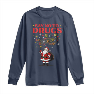 Santa Christmas Long Sleeve Shirt AIDS Awwanrness Red Ribbon HIV Support TS14 Navy Print Your Wear