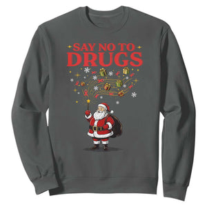 Santa Christmas Sweatshirt AIDS Awwanrness Red Ribbon HIV Support TS14 Dark Heather Print Your Wear