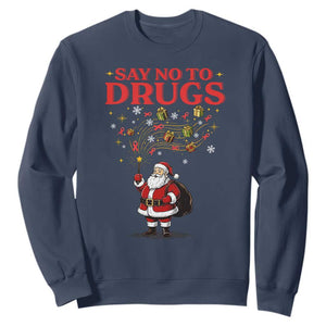 Santa Christmas Sweatshirt AIDS Awwanrness Red Ribbon HIV Support TS14 Navy Print Your Wear