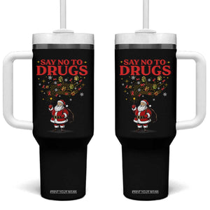 Santa Christmas Tumbler With Handle AIDS Awwanrness Red Ribbon HIV Support TS14 One Size: 40 oz Black Print Your Wear
