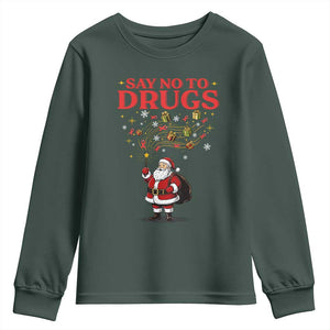 Santa Christmas Youth Sweatshirt AIDS Awwanrness Red Ribbon HIV Support TS14 Dark Forest Green Print Your Wear