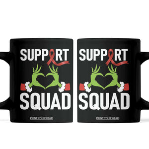 Red Ribbon AIDS Awareness Coffee Mug Elf Hand Christmas HIV Support TS14 Black Print Your Wear