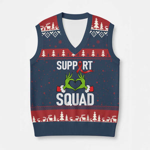 Red Ribbon AIDS Awareness V-Neck Knit Sweater Vest Elf Hand Xmas HIV Support TS14 Navy Red Print Your Wear
