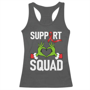 Red Ribbon AIDS Awareness Racerback Tank Top Elf Hand Christmas HIV Support - Print Your Wear
