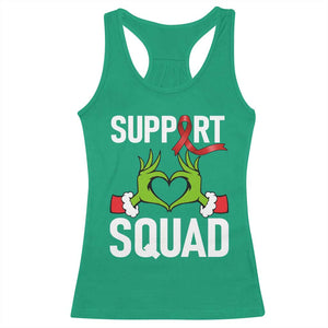 Red Ribbon AIDS Awareness Racerback Tank Top Elf Hand Christmas HIV Support - Print Your Wear