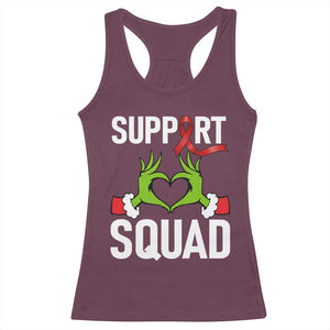 Red Ribbon AIDS Awareness Racerback Tank Top Elf Hand Christmas HIV Support - Print Your Wear