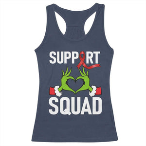 Red Ribbon AIDS Awareness Racerback Tank Top Elf Hand Christmas HIV Support - Print Your Wear