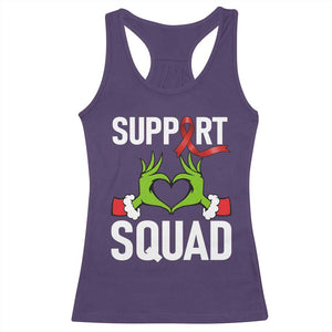 Red Ribbon AIDS Awareness Racerback Tank Top Elf Hand Christmas HIV Support - Print Your Wear