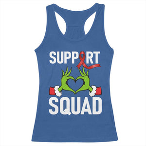 Red Ribbon AIDS Awareness Racerback Tank Top Elf Hand Christmas HIV Support - Print Your Wear