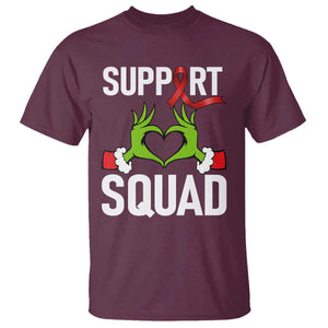 Red Ribbon AIDS Awareness T Shirt Elf Hand Christmas HIV Support TS14 Maroon Print Your Wear