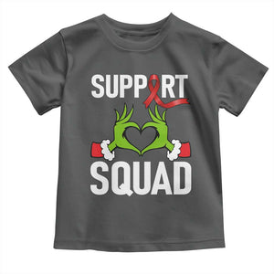 Red Ribbon AIDS Awareness Toddler T Shirt Elf Hand Christmas HIV Support TS14 Dark Heather Print Your Wear
