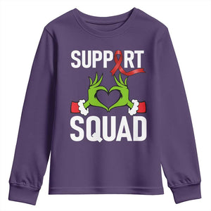 Red Ribbon AIDS Awareness Youth Sweatshirt Elf Hand Christmas HIV Support TS14 Purple Print Your Wear