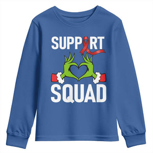 Red Ribbon AIDS Awareness Youth Sweatshirt Elf Hand Christmas HIV Support TS14 Royal Blue Print Your Wear
