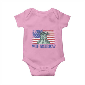Funny American Baby Onesie Statue of Liberty WTF USA Freedom Satire TS14 Light Pink Print Your Wear