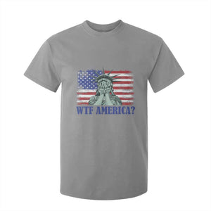 Funny American T Shirt For Kid Statue of Liberty WTF USA Freedom Satire TS14 Sport Gray Print Your Wear