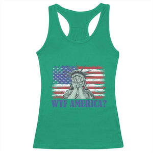 Funny American Racerback Tank Top Statue of Liberty WTF USA Freedom Satire TS14 Irish Green Print Your Wear