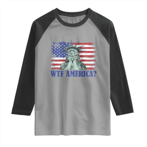 Funny American Raglan Shirt Statue of Liberty WTF USA Freedom Satire TS14 Sport Gray Black Print Your Wear