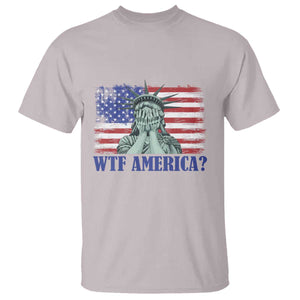 Funny American T Shirt Statue of Liberty WTF USA Freedom Satire TS14 Ice Gray Print Your Wear