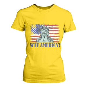 Funny American T Shirt For Women Statue of Liberty WTF USA Freedom Satire TS14 Daisy Print Your Wear