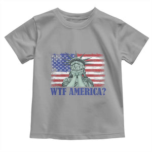 Funny American Toddler T Shirt Statue of Liberty WTF USA Freedom Satire TS14 Sport Gray Print Your Wear