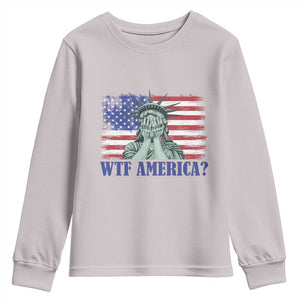 Funny American Youth Sweatshirt Statue of Liberty WTF USA Freedom Satire TS14 Ice Gray Print Your Wear