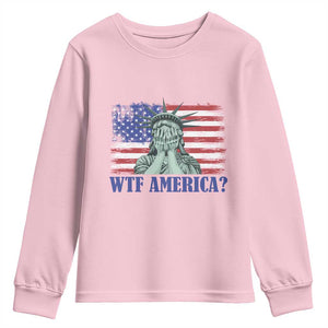 Funny American Youth Sweatshirt Statue of Liberty WTF USA Freedom Satire TS14 Light Pink Print Your Wear