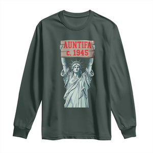 Antifa Fascism Long Sleeve Shirt Statue of Liberty Anti Fascism Patriotic TS14 Dark Forest Green Print Your Wear