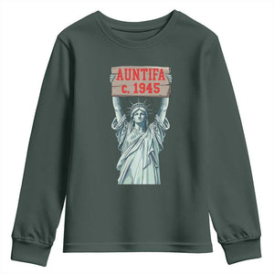 Antifa Fascism Youth Sweatshirt Statue of Liberty Anti Fascism Patriotic TS14 Dark Forest Green Print Your Wear