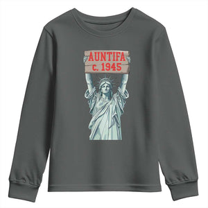 Antifa Fascism Youth Sweatshirt Statue of Liberty Anti Fascism Patriotic TS14 Dark Heather Print Your Wear