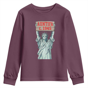 Antifa Fascism Youth Sweatshirt Statue of Liberty Anti Fascism Patriotic TS14 Maroon Print Your Wear