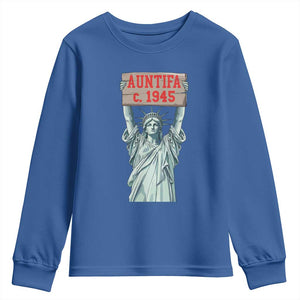 Antifa Fascism Youth Sweatshirt Statue of Liberty Anti Fascism Patriotic TS14 Royal Blue Print Your Wear
