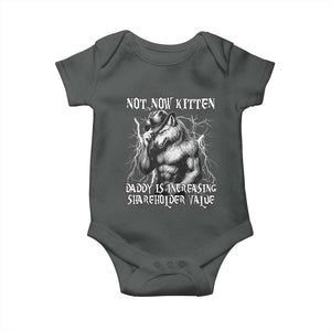 Not Now Kitten Daddy Increasing Shareholder Value Baby Onesie Funny Alpha Wolf Meme TS14 Dark Heather Print Your Wear