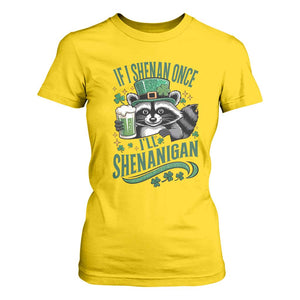 Funny St Patricks Day Raccoon Drinking Beer T Shirt For Women If I Shenan Once I'll Shenanigan TS14 Daisy Print Your Wear